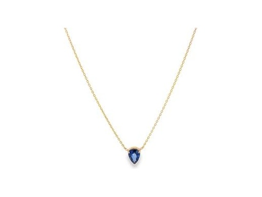 18K Yellow Gold Sapphire Teardrop Necklace 